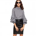 Women's Bohemian Checkered Blouse Fashion Sophisticated Social Winter