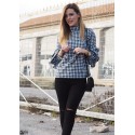 Blusa Boemia Quadriculada Feminina Moda Inverno Social Sofisticada