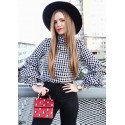 Women's Bohemian Checkered Blouse Fashion Sophisticated Social Winter