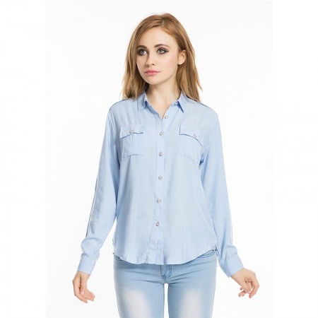 Camisa Social Feminina Manga Longa Escritorio Casual de Trabalho