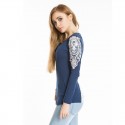 Square Neck Women's T-Shirt with Bardados in Lace Casual Fashion