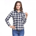 Long Casual Chess Women's Casual Long Checked Fashion Shirt