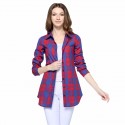 Long Casual Chess Women's Casual Long Checked Fashion Shirt