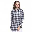 Long Casual Chess Women's Casual Long Checked Fashion Shirt