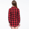 Long Casual Chess Women's Casual Long Checked Fashion Shirt