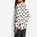 Women's Jacket White and Black Polka Dot Dalmata Fashion Winter