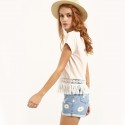 White Beach Fashion Women's T-Shirt With Stylized Cutouts Loose