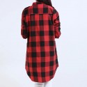 Blouse Women's Dress Long Chess Red and Gray Winter Bathrobe