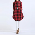 Blouse Women's Dress Long Chess Red and Gray Winter Bathrobe