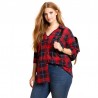 Plus Size Chess Plus Size Women's Blouse Red Long Sleeve