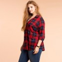 Blusa Xadrez Plus Size Extra Grande Feminina Vermelha Manga Longa