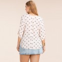 Blusa Estampada Feminina Plus Size Moda Extra Grande Azul e Branco