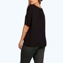 Camiseta Plus Size Extra Grande Feminina Blusa Preta Estampada Casual