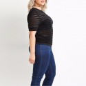 Striped Plus Size Women's T-Shirt Casual Large Size