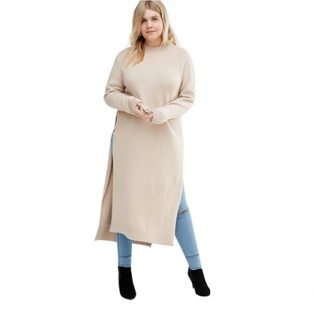 Blusa de Frio Longa Feminina Plus Size Roupão Manga Longa Side Inverno