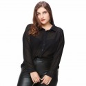 Blouse Social Black Female Long Sleeve Plus Size Large Elegant