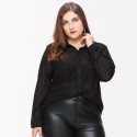 Blusa Social Preta Feminina Manga Longa Plus Size Grande Elegante