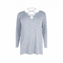 Winter Blouse Gray Light Female Plus Size Long Sleeve