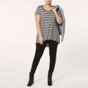 Women's T-Shirt White Striped Fashion Plus Size Light Use Daily