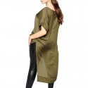 Blouse Feminine Chiffon Asymmetrical Green Army Plus Size Elegant