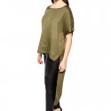 Blouse Feminine Chiffon Asymmetrical Green Army Plus Size Elegant