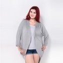 Casaco Solto Kimono Cardigan Grande Feminino Cinza e Preto Plus Size