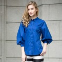 Women's Blouse Manga Lantern Style Vintage Blue and White 3/4 Sleeve