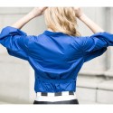 Women's Blouse Manga Lantern Style Vintage Blue and White 3/4 Sleeve