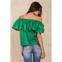 Blusa Feminina Boemia Moda Praia Ombro Caído com Babado Varias Cores