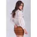 Women's White Blouse in Lace Tankini Sleeve Transparent Flashlight