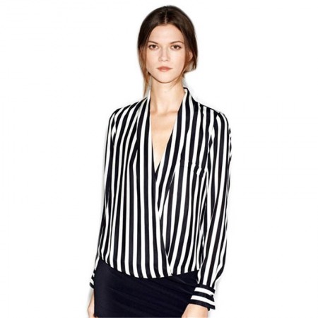 Blusa Listrada Feminina Zebra Social de Escritorio Elegante Trabalho