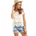 Women's Beach Blouse White Summer Fashion with Swings and Cutouts