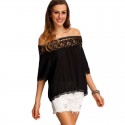 Women's Blouse Black Beach Fashion I spent the outdoors in Casual Lace