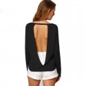 Women's Casual Blouse Fashion Summer Casual Long Sleeve Inverse Neckline
