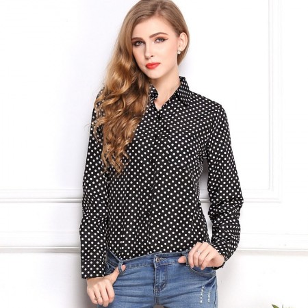 Women's Blouses Pretty White Printed Shirt Kisses Long Sleeve