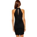 Dress Black Cocktail Elegant Short Hollow Zipper