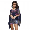 Kimono Tunic Chiffon Bat Sleeve Peplum Women's Floral Blouse