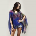 Kimono Tunic Chiffon Bat Sleeve Peplum Women's Floral Blouse