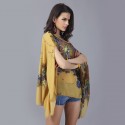 Kimono Tunic Chiffon Bat Sleeve Peplum Women's Floral Blouse