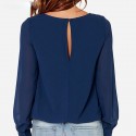 Women's Blouse Chiffon Navy Blue Mango Casual Summer