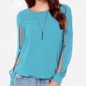 Women's Blouse Chiffon Navy Blue Mango Casual Summer