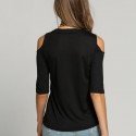 Blusa Feminina Decote com Laços Ombro de Fora Casual Básica