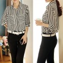 Social Shirt Striped Work Blouse Executive Desk