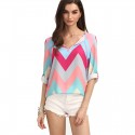 Blusa Feminina Zig Zag Tons Pasteis Rosa Claro Colorida Moda Jovem Pop