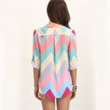 Blusa Feminina Zig Zag Tons Pasteis Rosa Claro Colorida Moda Jovem Pop