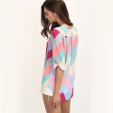 Blusa Feminina Zig Zag Tons Pasteis Rosa Claro Colorida Moda Jovem Pop