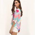 Blusa Feminina Zig Zag Tons Pasteis Rosa Claro Colorida Moda Jovem Pop