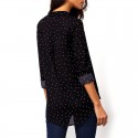 Women's Dark Social Shirt with Pints and Polka Dots Long Sleeve