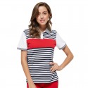 Camiseta Polo Feminina Esporte Fino Casual Listrada Branca e Vermelha