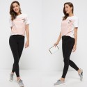 Camiseta Feminina Branca Estampa Listrada Básica Casual